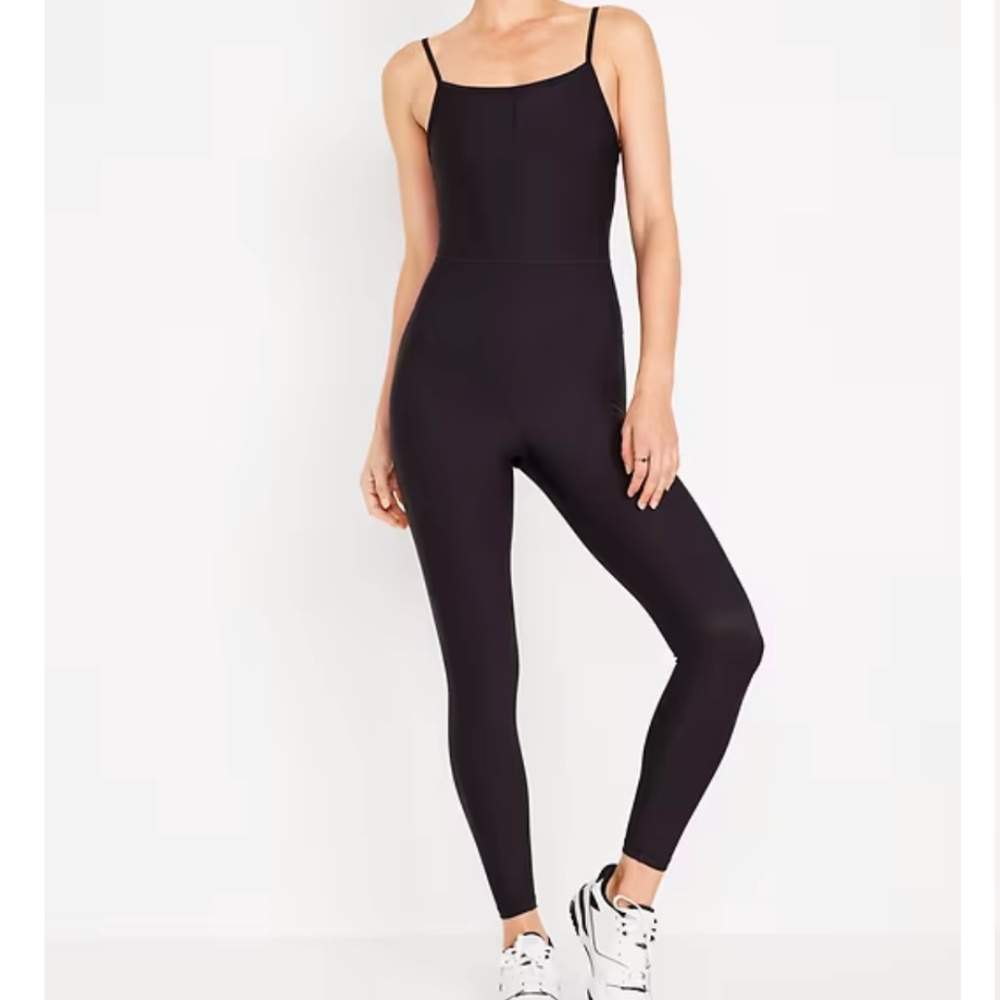 Old Navy Black PowerSoft 7/8 Cami Bodysuit Small